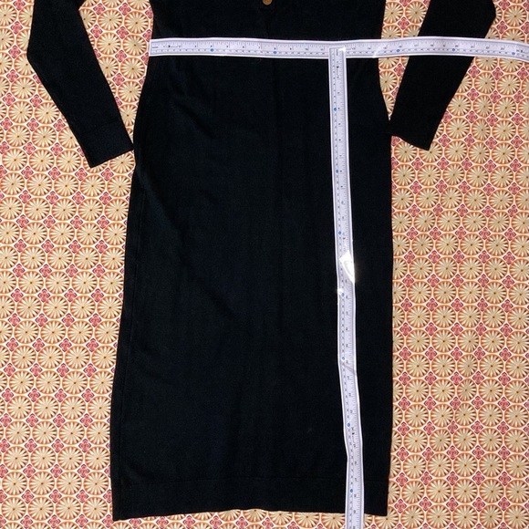 525 America Black Sweater Dress | Long Sleeve | Button Up Collar - Picture 5 of 14